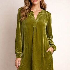 See and be Seen Green Velvet Popover Midi Dress gorgeous dress.